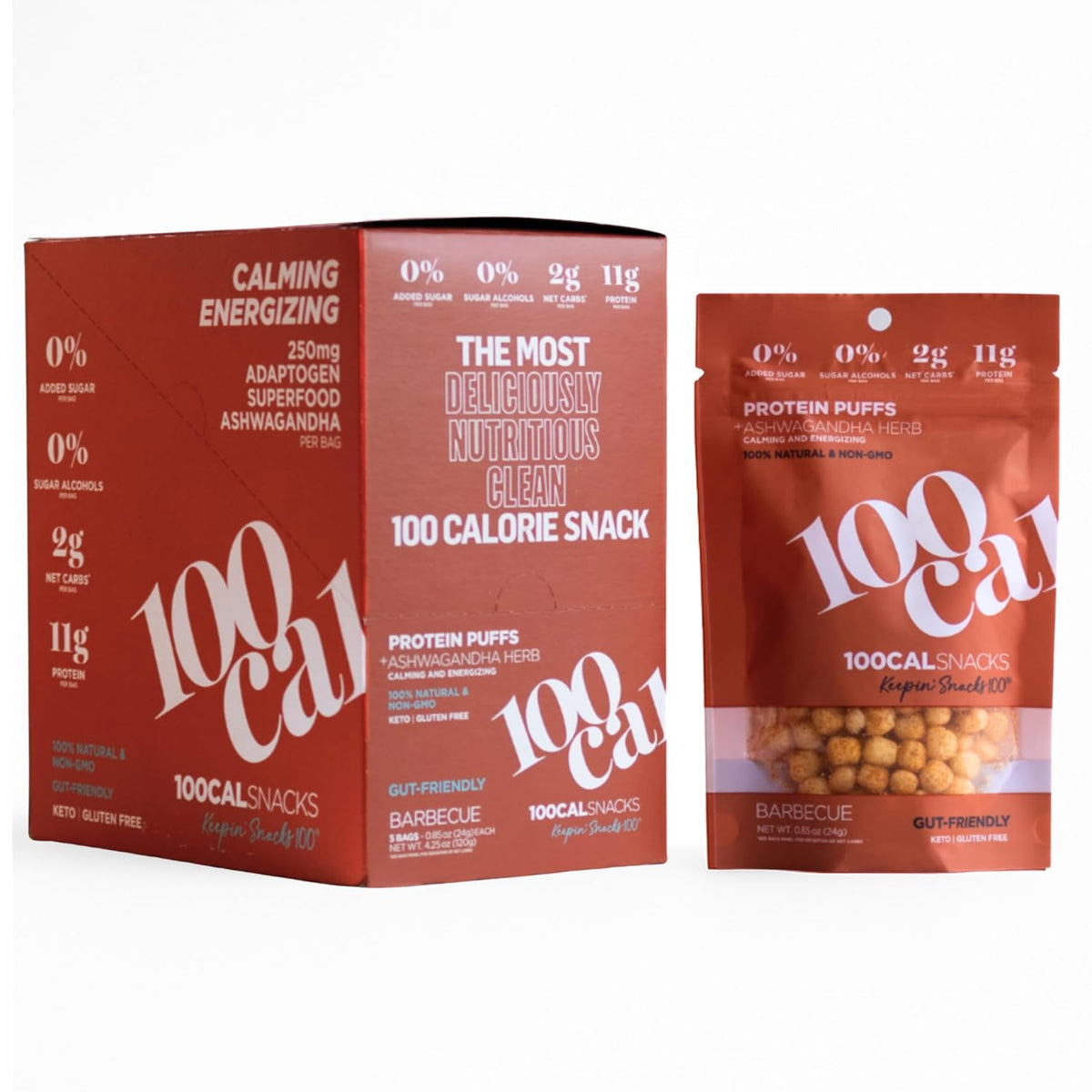 BBQ Protein Puffs: 11g Protein, Low Calorie, Gluten-Free, 100 Calories (5 Count)