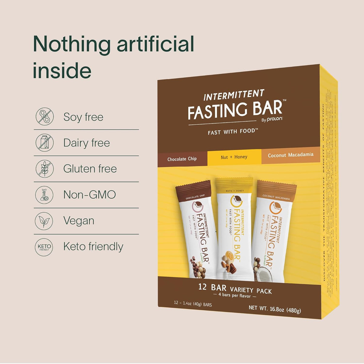 Plant-Based Fasting Bars: Keto-Friendly, High Fiber, Fast-Safe (12 Count)