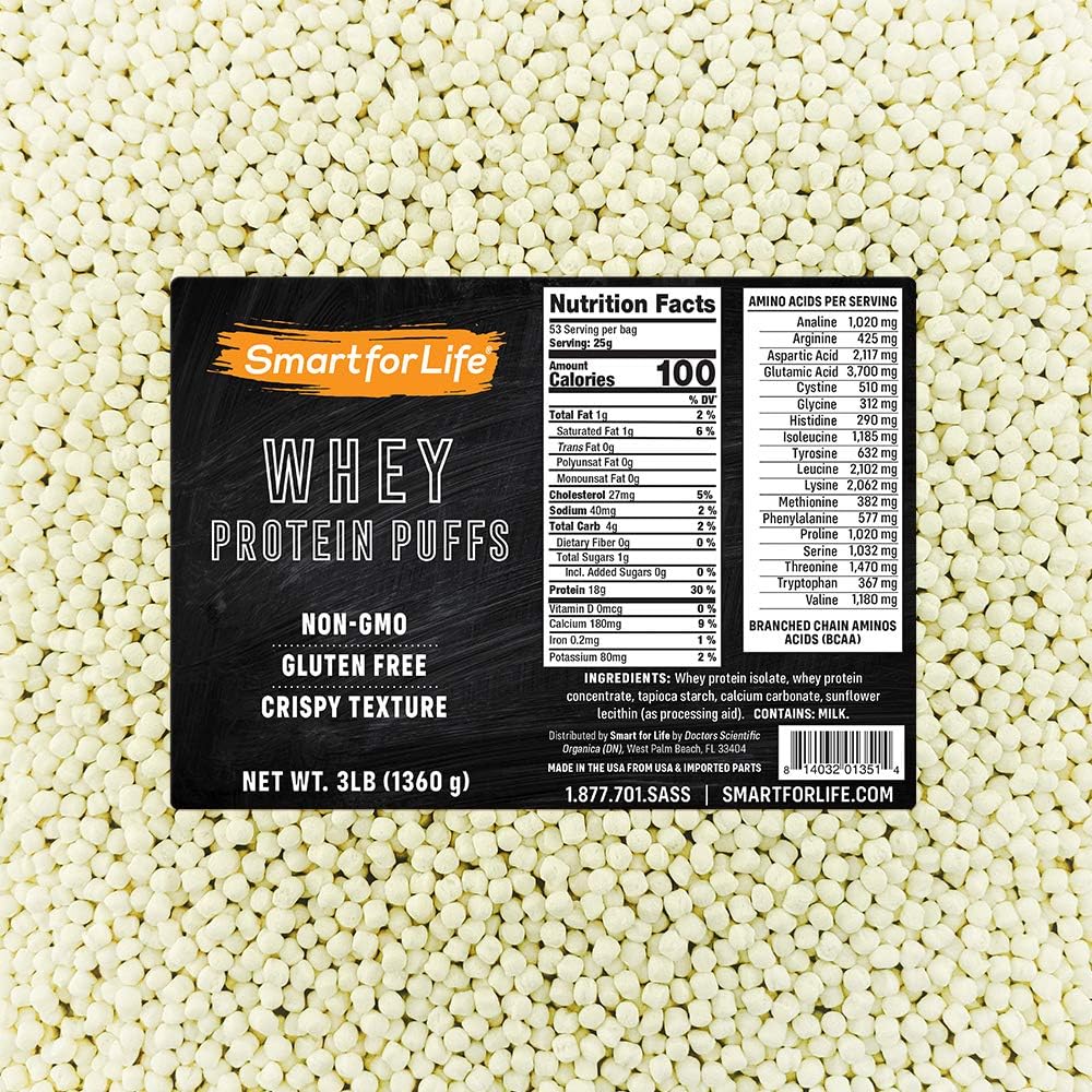 Whey Protein Puffs: 18g Protein, 3LB Zero Sugar Snack (53 Servings)