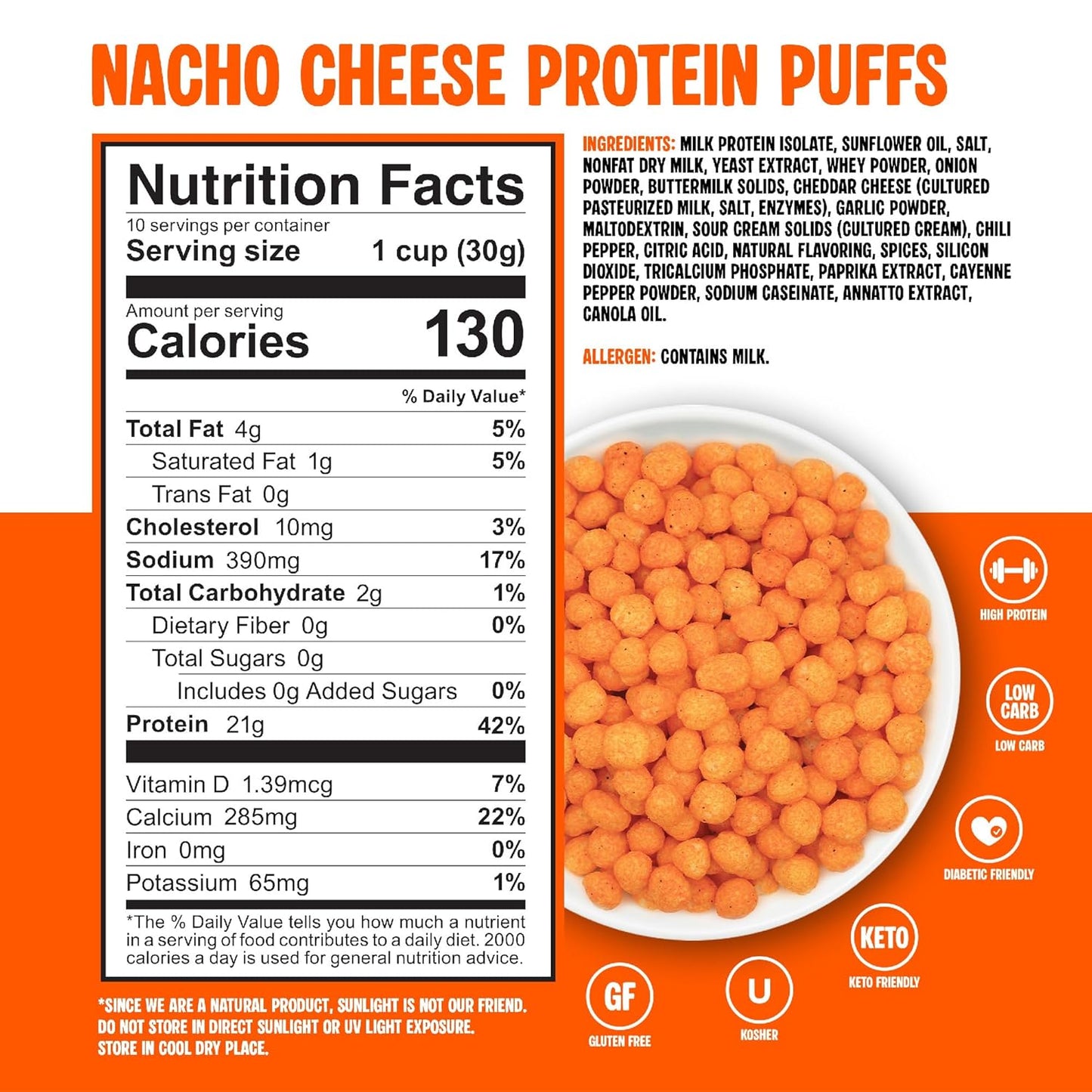 Keto Protein Puffs - Nacho Cheese Delight