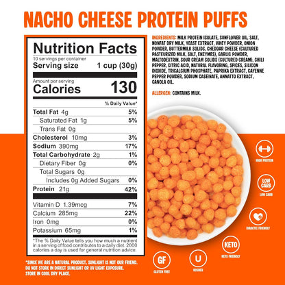 Keto Protein Puffs - Nacho Cheese Delight
