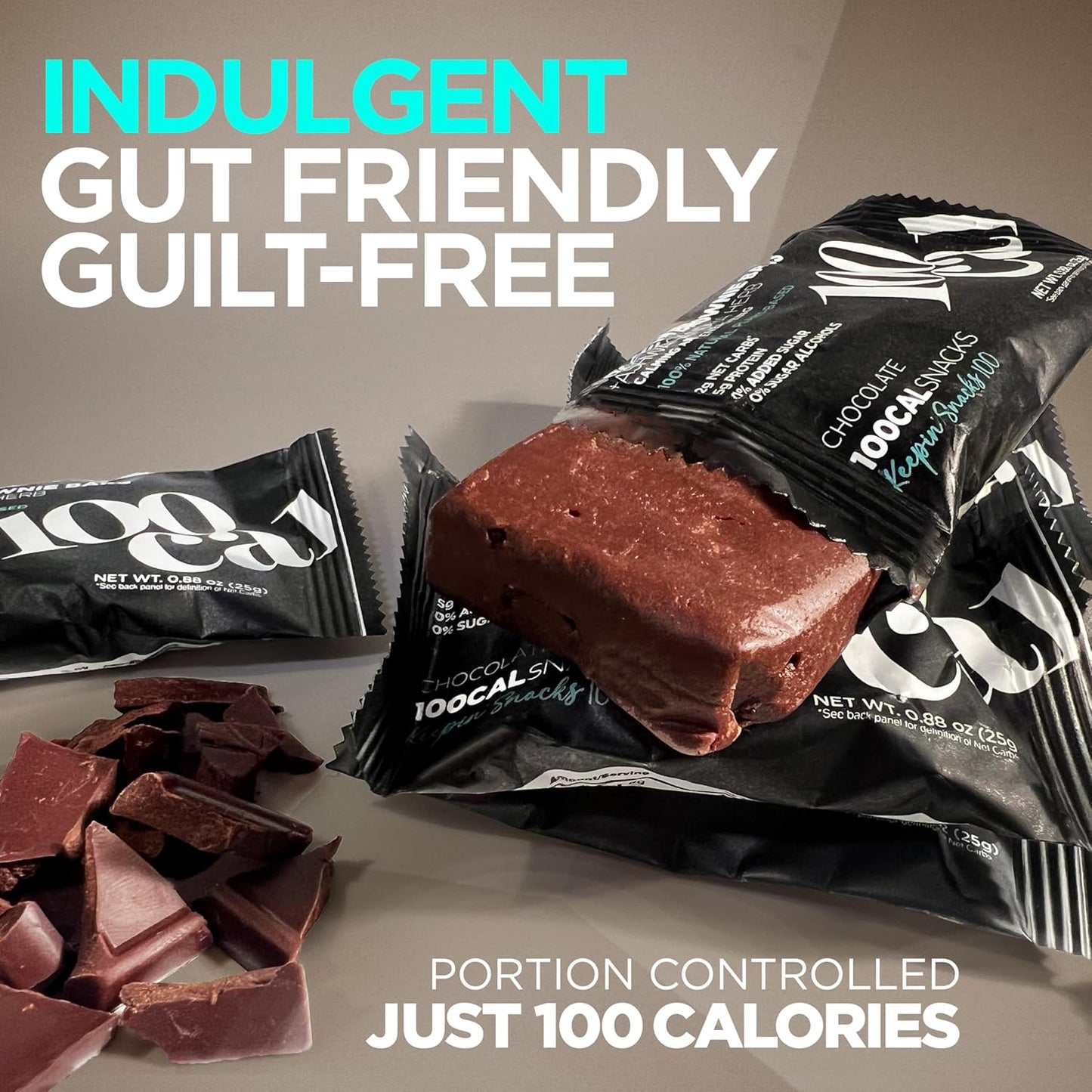 Chocolate Brownie Protein Bars: Keto, High Fiber, 100 Calories (8 Count)