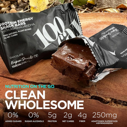 Chocolate Brownie Protein Bars: Keto, High Fiber, 100 Calories (8 Count)