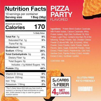 Pizza Protein Chips: 22g Protein, Low Carb, Gluten-Free Snack (10 Count)
