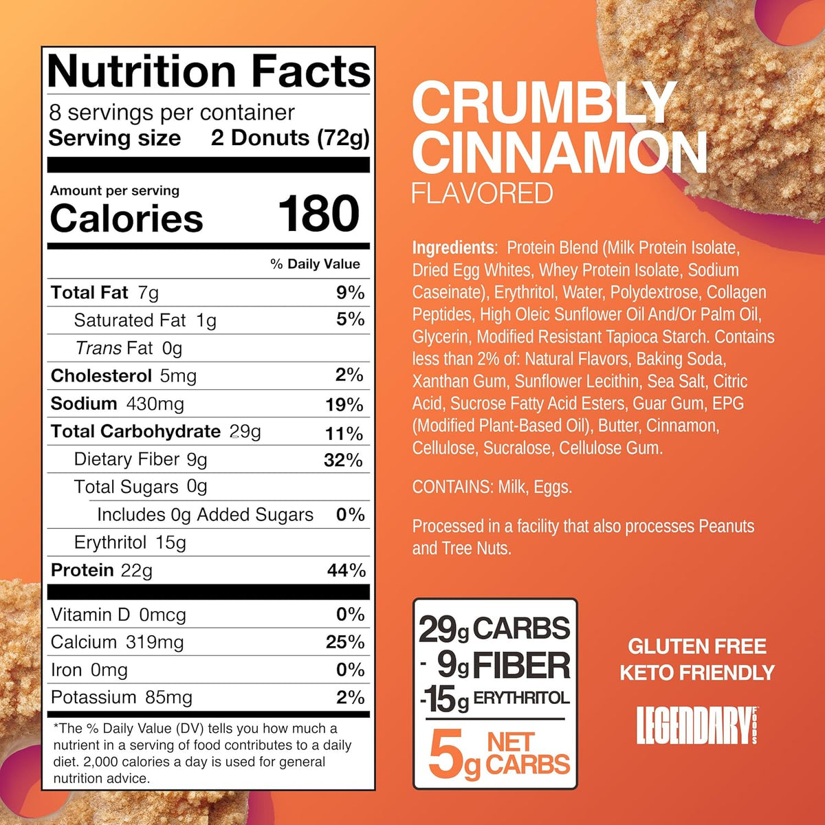 Protein Donuts: 22g Protein, Low Carb, Gluten-Conscious Snack (8 Count)